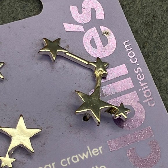 Claires Ear Crawler Earrings New As Is Silver Star Sensitive Solutions Zig Zag - Picture 3 of 7